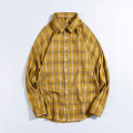 Wholesale Custom Casual Long Sleeved Red Black Men Flannel Plaid Shirt